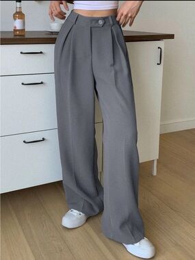 Grey Wide-Leg Men’s Dress Pants